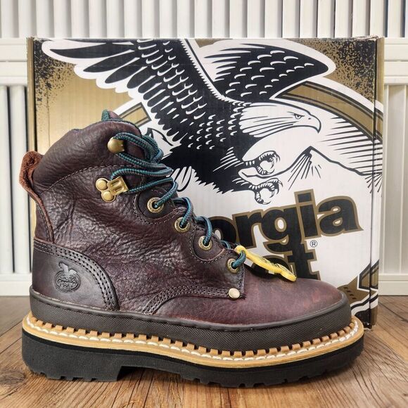 Georgia Giant 6" Steel Toed Work Boots Womens 7.5 M Brown Leather Lace Up G3374 - Picture 1 of 13
